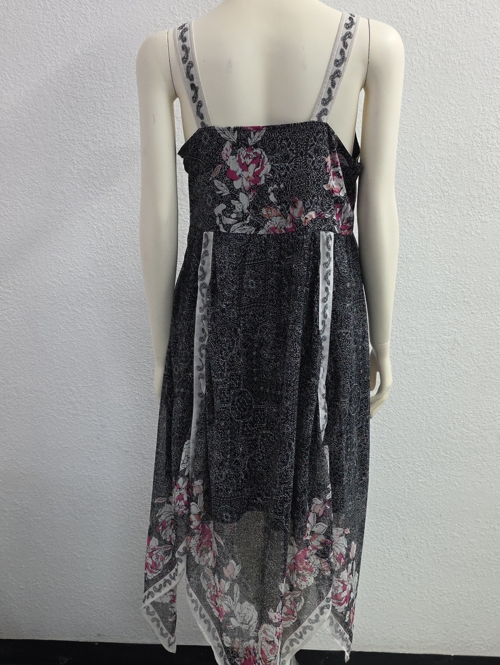 Roaman's Handkerchief Hem Paisley Floral Midi Dress Size 14/16 - Picture 3 of 9